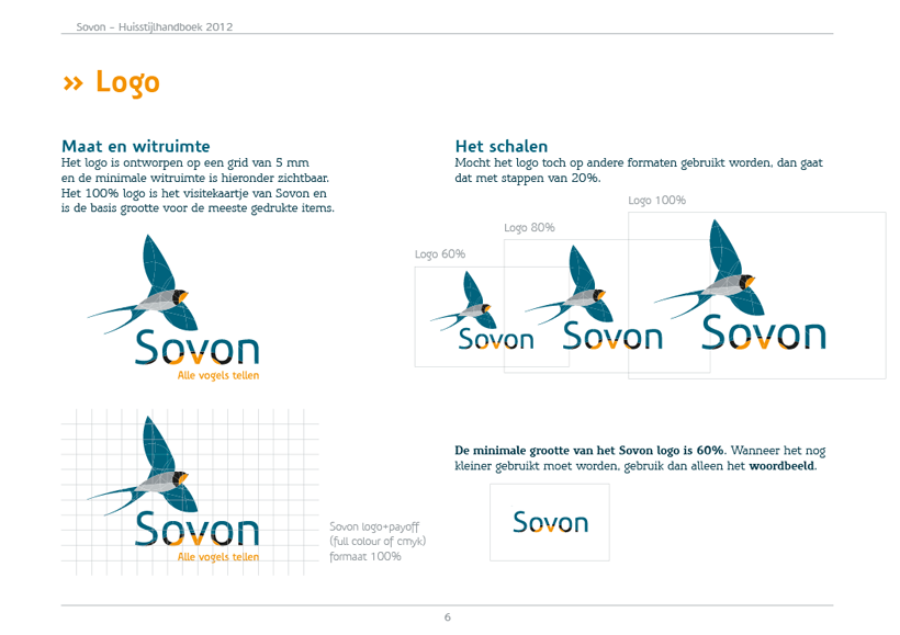 De huisstijl van Sovon, ontworpen door Thoas.nl & mr10.nl