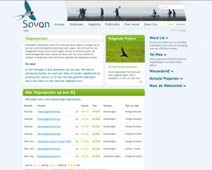 Screenshot van de website Sovon